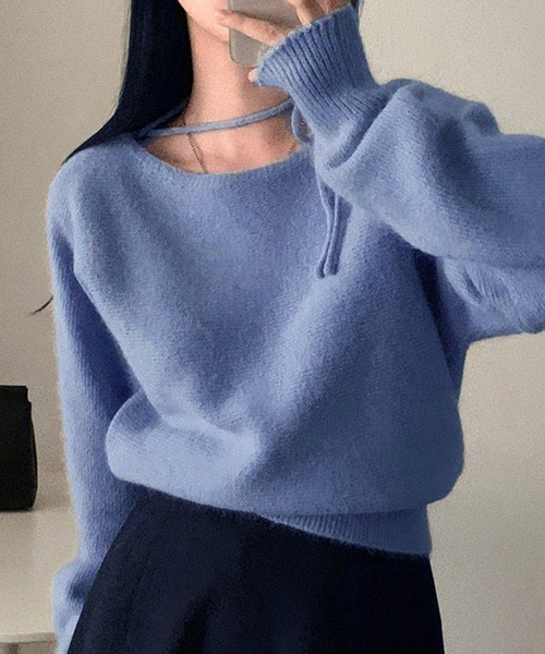 値下げ 極美品 春ニット YUKI SHIMANE オフショルダーリボン ニット 値下げ 極美品 春ニット YUKI SHIMANE オフショルダーリボン ニット