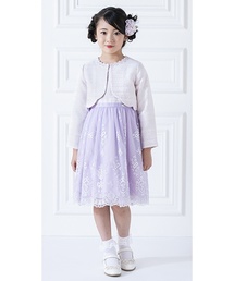 mezzo piano（メゾピアノ）の「ツィード×チュールレース刺繍　ドッキングワンピース（ワンピース・キッズ）」