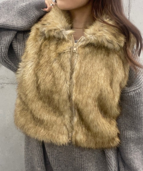 【セール】ファーハイネックベスト（その他アウター）｜ROGER AND RAW（ロジャーアンドロウ）