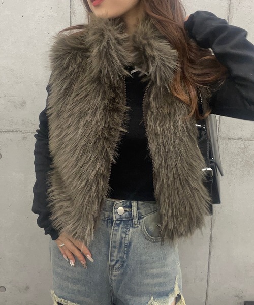 【セール】ファーハイネックベスト（その他アウター）｜ROGER AND RAW（ロジャーアンドロウ）