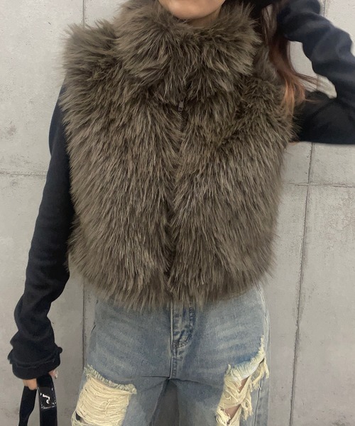 【セール】ファーハイネックベスト（その他アウター）｜ROGER AND RAW（ロジャーアンドロウ）