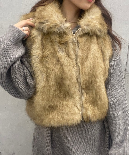 【セール】ファーハイネックベスト（その他アウター）｜ROGER AND RAW（ロジャーアンドロウ）