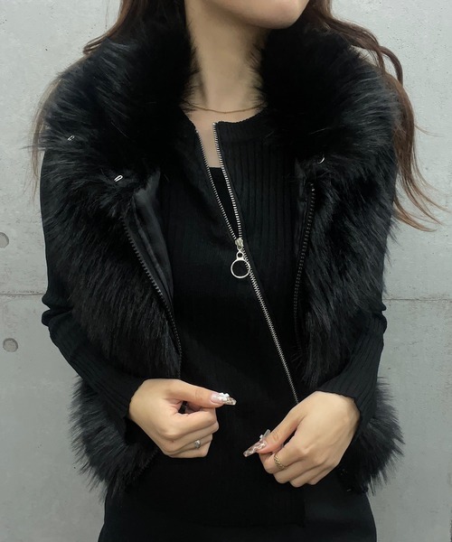 【セール】ファーハイネックベスト（その他アウター）｜ROGER AND RAW（ロジャーアンドロウ）