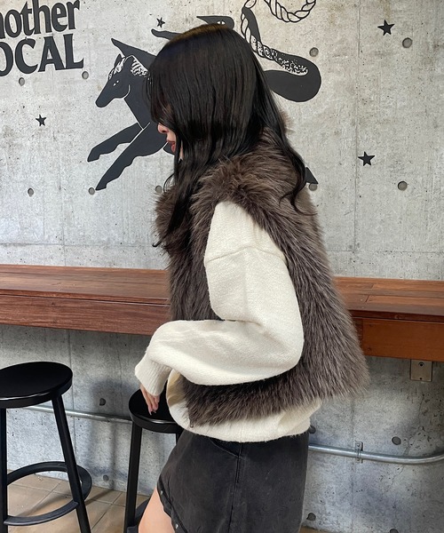 【セール】ファーハイネックベスト（その他アウター）｜ROGER AND RAW（ロジャーアンドロウ）