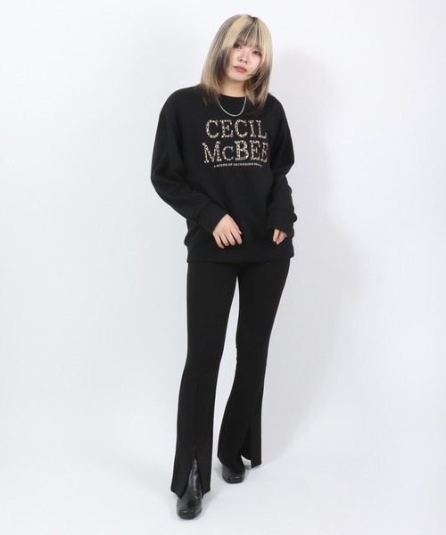 CECIL McBEE ヒョウ柄 ダッフルコート セール】CECIL McBEE（セシルマクビー）豹柄ロゴプルオーバー