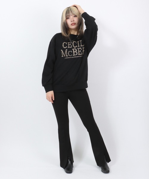 セール】CECIL McBEE（セシルマクビー）豹柄ロゴスウェット