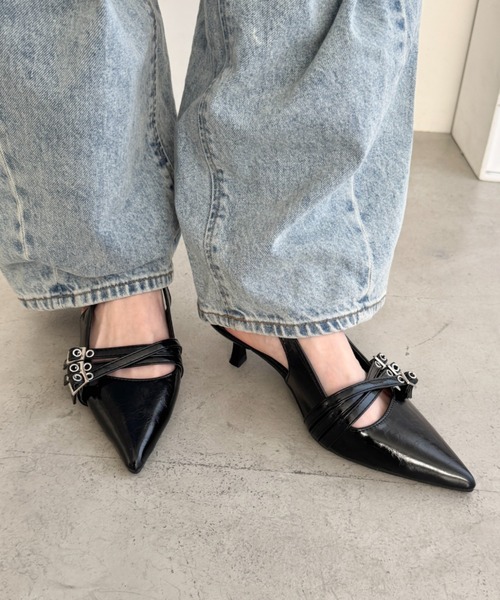 美品♡ Deuxieme Classe    BALDAN24.5  ミュール セール】メニーベルトポインテッドミュールパンプス（パンプス