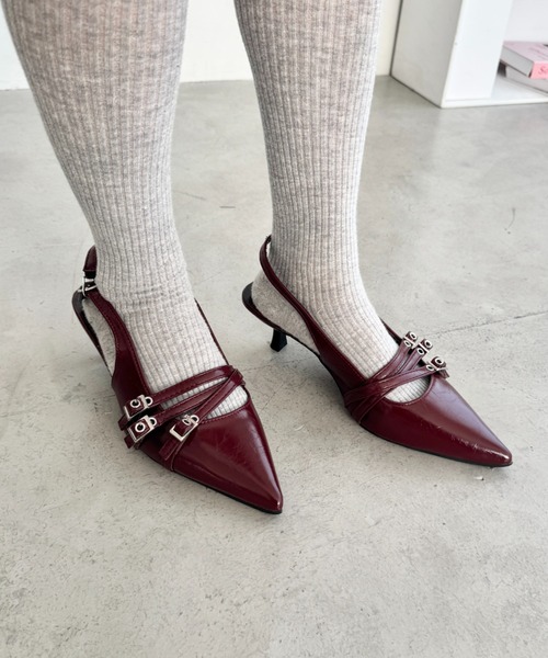 Loueme（ルエム）の「メニーベルトポインテッドミュールパンプス（パンプス・レディース・シルバー/ブラック/レッド・24.5cm/23.5cm）」の10枚目の写真