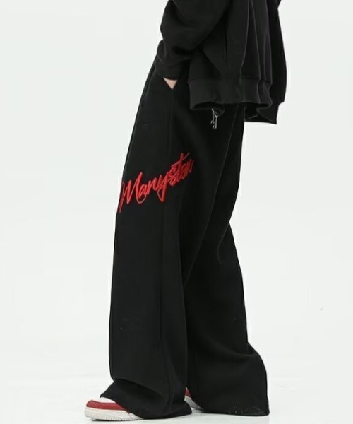 lilful（リルフル）の「サイド刺繍ロゴ ワイドスウェットパンツ（スウェットパンツ・レディース・ブラック/グレー・L/M）」の11枚目の写真