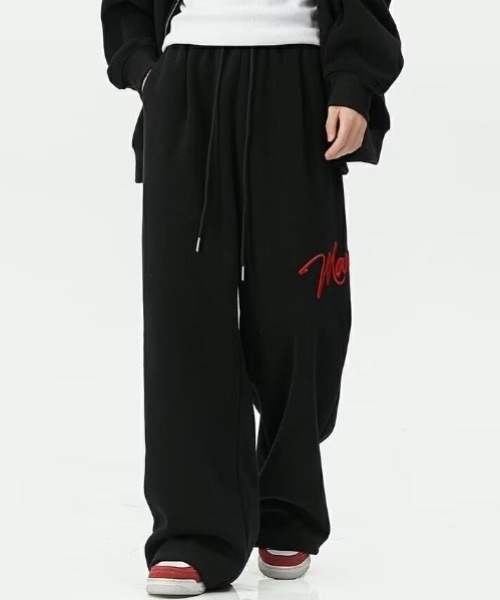 lilful（リルフル）の「サイド刺繍ロゴ ワイドスウェットパンツ（スウェットパンツ・レディース・ブラック/グレー・L/M）」の10枚目の写真