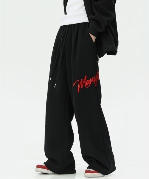 lilful（リルフル）の「サイド刺繍ロゴ ワイドスウェットパンツ（スウェットパンツ・レディース・ブラック/グレー・L/M）」の13枚目の写真