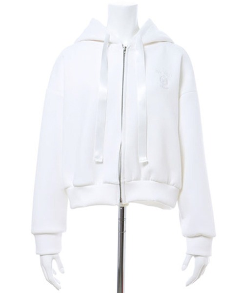 INGNI（イング）の「ダンボールジップショートパーカー（パーカー・レディース・オフホワイト/ブラック/グレー・M）」の4枚目の写真