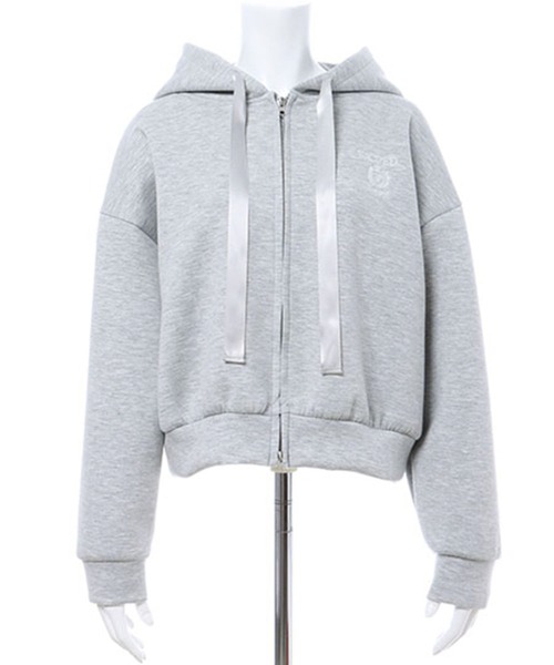 INGNI（イング）の「ダンボールジップショートパーカー（パーカー・レディース・オフホワイト/ブラック/グレー・M）」の8枚目の写真