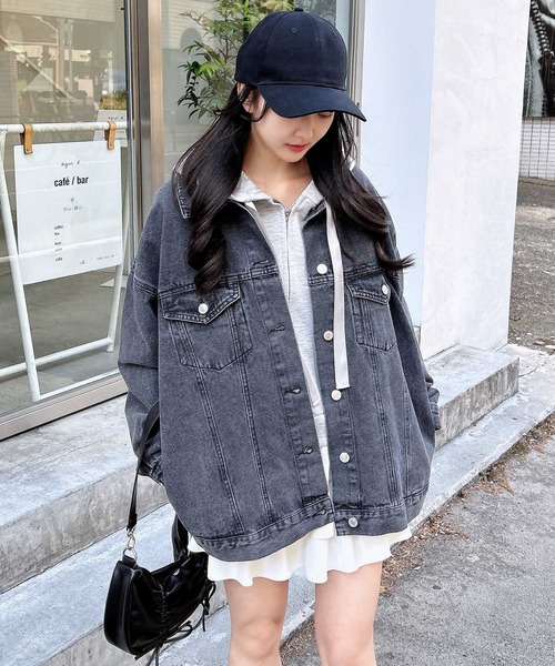 INGNI（イング）の「ダンボールジップショートパーカー（パーカー・レディース・オフホワイト/ブラック/グレー・M）」の15枚目の写真