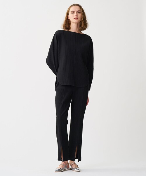 uncrave(アンクレイヴ)の「プリーツリブ ドルマンスリーブトップス(Tシャツ/カットソー・レディース・ライトグレー系/ブラック系/ホワイト系・F)」の11枚目の写真