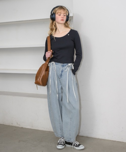 curve denim ribbon pants / カーブデニムリボンパンツ（デニム