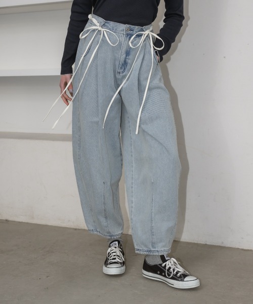 idem カーブデニムリボンパンツ curve denim ribbon pants / カーブデニムリボンパンツ（デニム