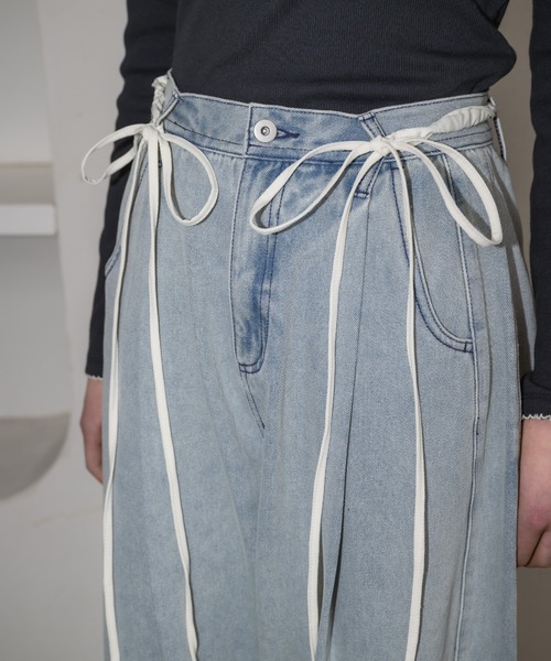 curve denim ribbon pants / カーブデニムリボンパンツ（デニム