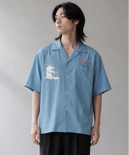 HOUSTON(ヒューストン)の「HOUSTON / SOUVENIR SHIRT(ALASKA) / 41183(シャツ/ブラウス・メンズ・ブラック/サックスブルー/ピンク・LARGE/X-LARGE)」の1枚目の写真