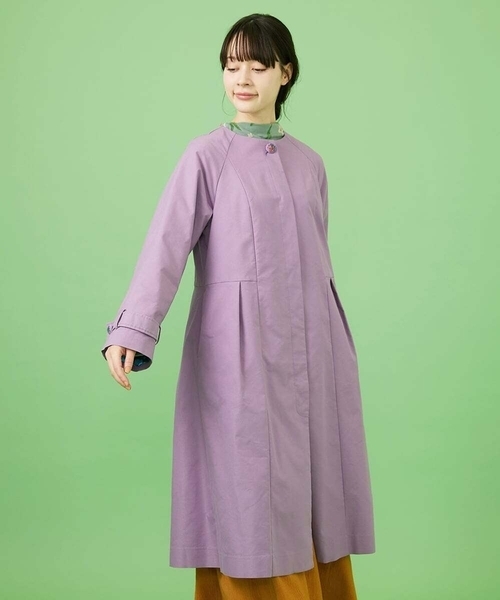 Jocomomola(ホコモモラ)の「裏地プリントノーカラーロングコート(ノーカラーコート・レディース・ブラック/ライラック/ベージュ・42/40)」の19枚目の写真