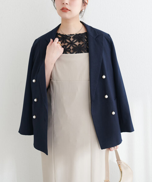 natural couture(ナチュラルクチュール)の「【WEB限定】チュールフラワーVネックベスト(キャミソール・レディース・アイボリー/ブラック・FREE)」の16枚目の写真