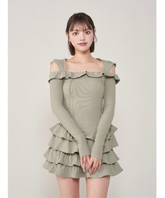 Piping ribbon lace mini onepiece(eme10848)（ワンピース）｜M me eme