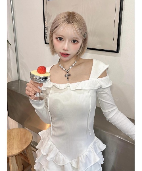 ボリュームフリルリブミニワンピース（ワンピース）｜Darich