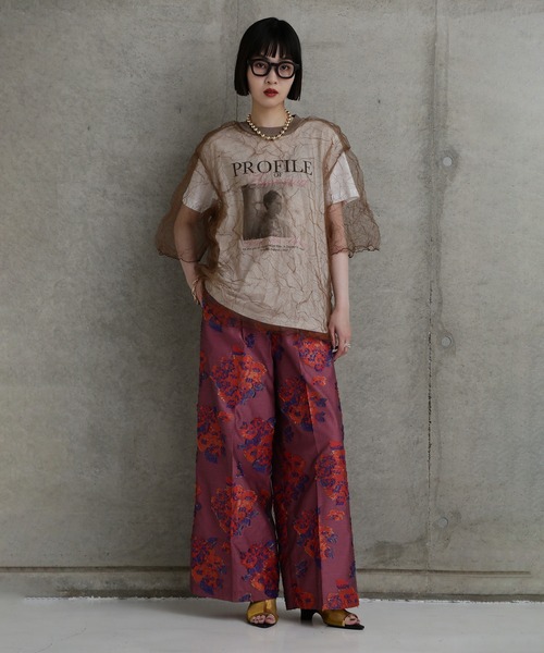 CHIGNON（シニヨン）の「(CHIGNON)チュールワッシャーTシャツ（Tシャツ/カットソー・レディース・ブルー/ブラウン・ONE SIZE）」の3枚目の写真