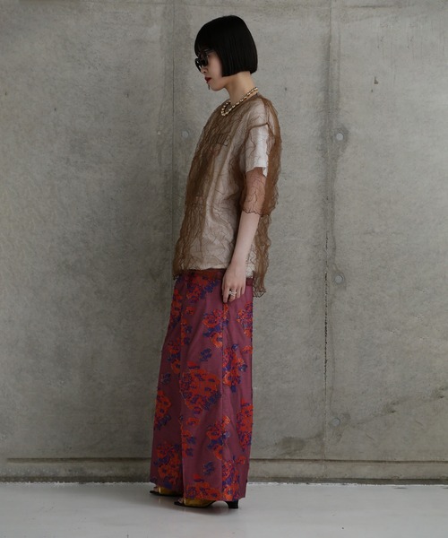 CHIGNON（シニヨン）の「(CHIGNON)チュールワッシャーTシャツ（Tシャツ/カットソー・レディース・ブルー/ブラウン・ONE SIZE）」の4枚目の写真