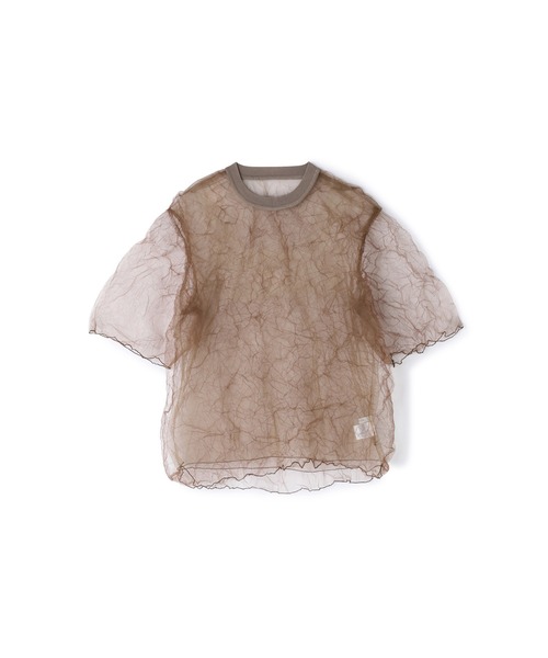 CHIGNON（シニヨン）の「(CHIGNON)チュールワッシャーTシャツ（Tシャツ/カットソー・レディース・ブルー/ブラウン・ONE SIZE）」の9枚目の写真