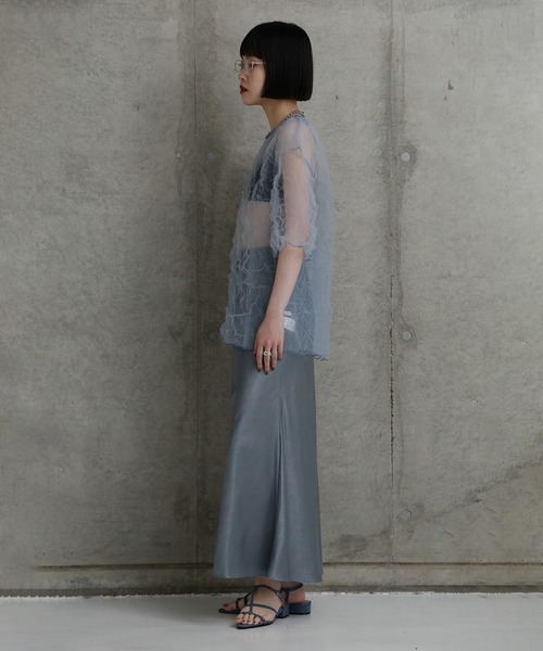 CHIGNON（シニヨン）の「(CHIGNON)チュールワッシャーTシャツ（Tシャツ/カットソー・レディース・ブルー/ブラウン・ONE SIZE）」の12枚目の写真