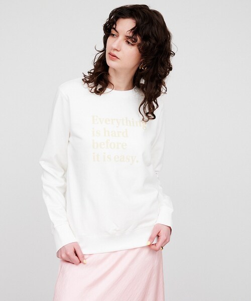 cloenc(クロエンス)の「【マシンウォッシュ】フロッキーロゴスウェット(スウェット・レディース・ピンク/ライトグレー/ホワイト・02)」の2枚目の写真