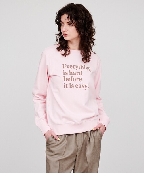 cloenc(クロエンス)の「【マシンウォッシュ】フロッキーロゴスウェット(スウェット・レディース・ピンク/ライトグレー/ホワイト・02)」の4枚目の写真