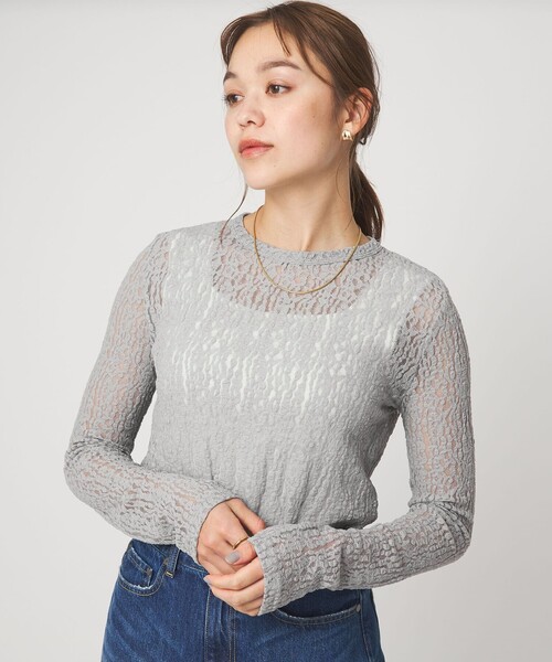 green label relaxing(グリーンレーベルリラクシング)の「【WEB限定】<at ease>レース プルオーバー カットソー(Tシャツ/カットソー・レディース・ホワイト/ブラック/グレー/ナチュラル/その他1/その他2・FREE)」の5枚目の写真