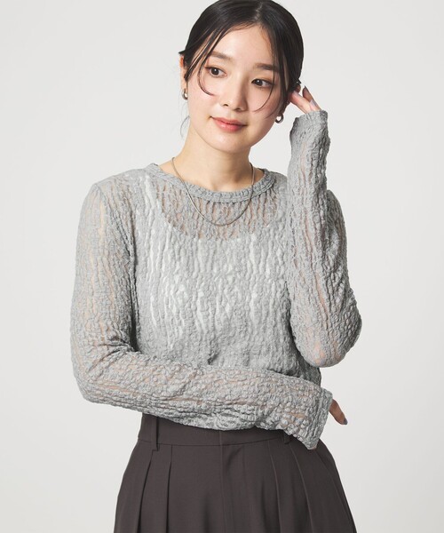 green label relaxing(グリーンレーベルリラクシング)の「【WEB限定】<at ease>レース プルオーバー カットソー(Tシャツ/カットソー・レディース・ホワイト/ブラック/グレー/ナチュラル/その他1/その他2・FREE)」の6枚目の写真