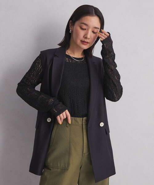green label relaxing(グリーンレーベルリラクシング)の「【WEB限定】<at ease>レース プルオーバー カットソー(Tシャツ/カットソー・レディース・ホワイト/ブラック/グレー/ナチュラル/その他1/その他2・FREE)」の2枚目の写真