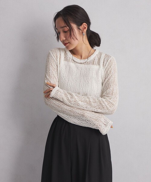 green label relaxing(グリーンレーベルリラクシング)の「【WEB限定】<at ease>レース プルオーバー カットソー(Tシャツ/カットソー・レディース・ホワイト/ブラック/グレー/ナチュラル/その他1/その他2・FREE)」の11枚目の写真