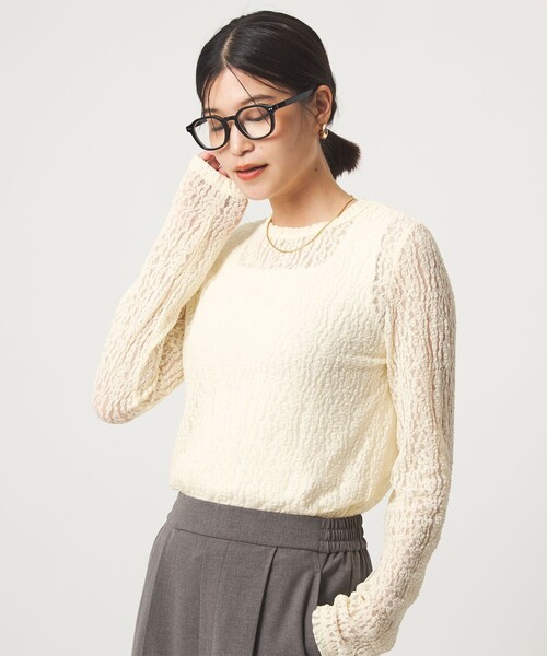 green label relaxing(グリーンレーベルリラクシング)の「【WEB限定】<at ease>レース プルオーバー カットソー(Tシャツ/カットソー・レディース・ホワイト/ブラック/グレー/ナチュラル/その他1/その他2・FREE)」の17枚目の写真
