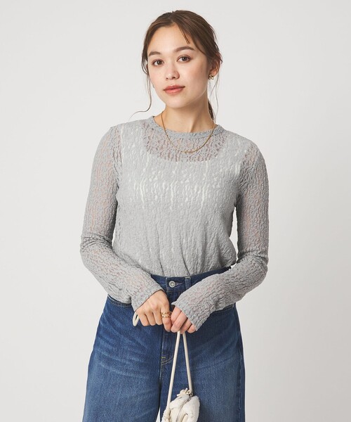 green label relaxing(グリーンレーベルリラクシング)の「【WEB限定】<at ease>レース プルオーバー カットソー(Tシャツ/カットソー・レディース・ホワイト/ブラック/グレー/ナチュラル/その他1/その他2・FREE)」の18枚目の写真