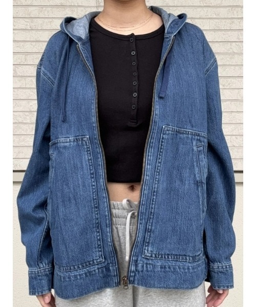 セール】リラックス スーパーソフト フード付きジャケット（デニム