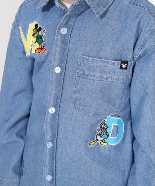 セール】親子お揃い ディズニー ワッペン デニムシャツ 0296K（シャツ