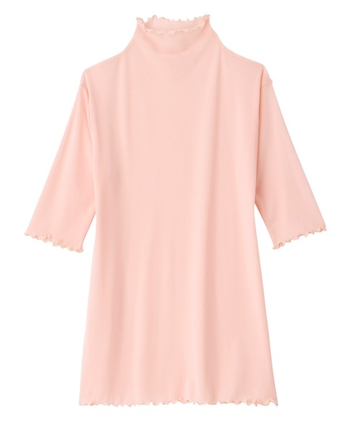 alotta(アロッタ)の「接触冷感ハイネックシアートップス(Tシャツ/カットソー・レディース・アイボリー/ピンク/ホワイト/グレイッシュブルー/ブラック・3L/LL/L/M)」の7枚目の写真