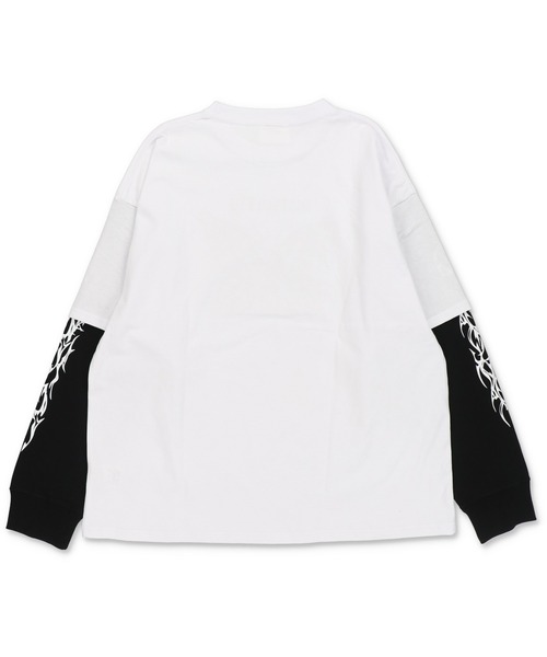 SPINNS（スピンズ）の「グランジフェイクレイヤード長袖ロンT/バタフライ（Tシャツ/カットソー・メンズ・ブラック系その他/ブラック系その他2/ホワイト×ブラック・ONESIZE）」の7枚目の写真