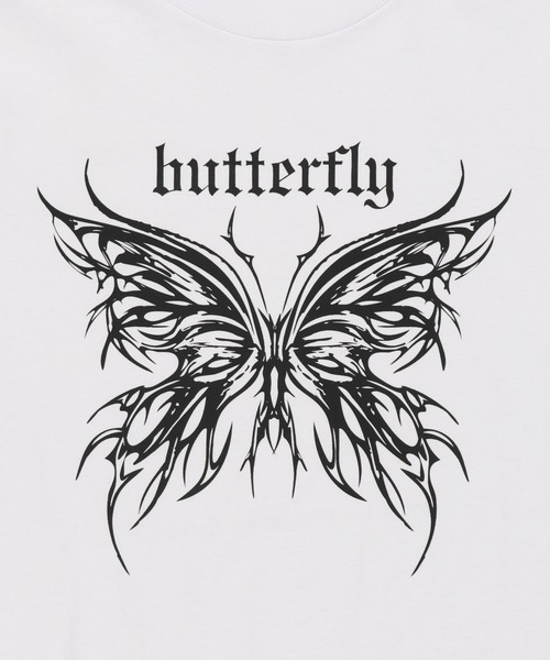 SPINNS（スピンズ）の「グランジフェイクレイヤード長袖ロンT/バタフライ（Tシャツ/カットソー・メンズ・ブラック系その他/ブラック系その他2/ホワイト×ブラック・ONESIZE）」の8枚目の写真