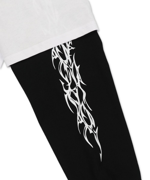 SPINNS（スピンズ）の「グランジフェイクレイヤード長袖ロンT/バタフライ（Tシャツ/カットソー・メンズ・ブラック系その他/ブラック系その他2/ホワイト×ブラック・ONESIZE）」の9枚目の写真