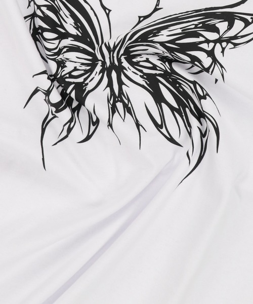 SPINNS（スピンズ）の「グランジフェイクレイヤード長袖ロンT/バタフライ（Tシャツ/カットソー・メンズ・ブラック系その他/ブラック系その他2/ホワイト×ブラック・ONESIZE）」の11枚目の写真