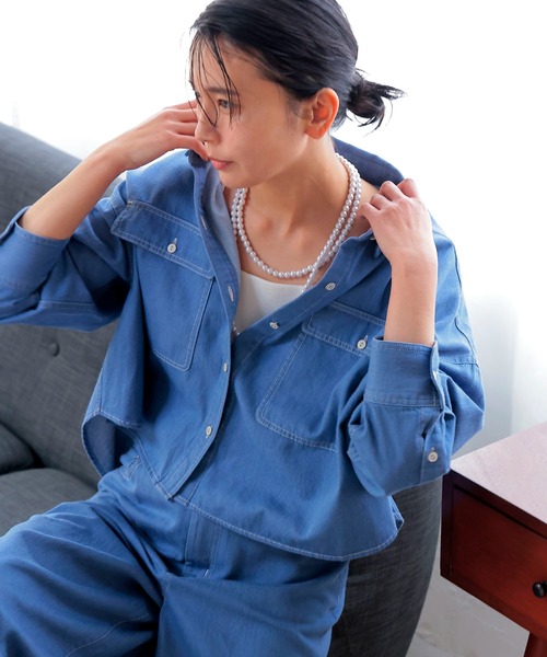 ブラウス シャツ 6ozデニムライトデニムシャツ「セットアップ可」 レディース セール】6ozデニムライトデニムシャツ【セットアップ可