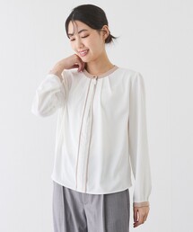 配色パイピングブラウス