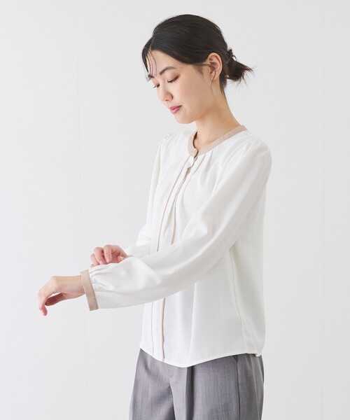 Jayro(ジャイロ)の「配色パイピングブラウス(シャツ/ブラウス・レディース・ホワイト系その他/ブルー/ネイビー・M)」の5枚目の写真