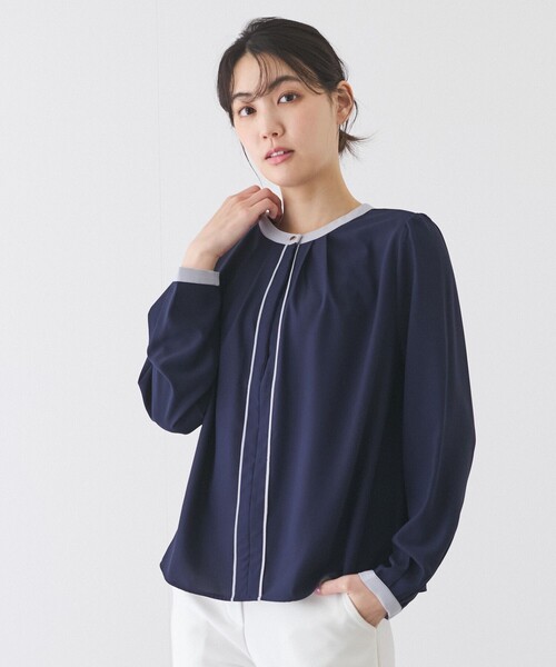 Jayro(ジャイロ)の「配色パイピングブラウス(シャツ/ブラウス・レディース・ホワイト系その他/ブルー/ネイビー・M)」の16枚目の写真